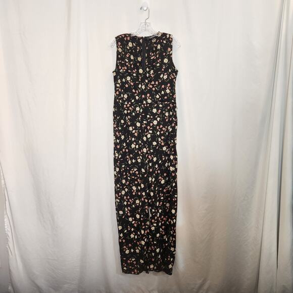 LULUS Robertson Black Pink Cream Cottagecore Bohemian Jumpsuit Womens Medium M - Picture 1 of 12